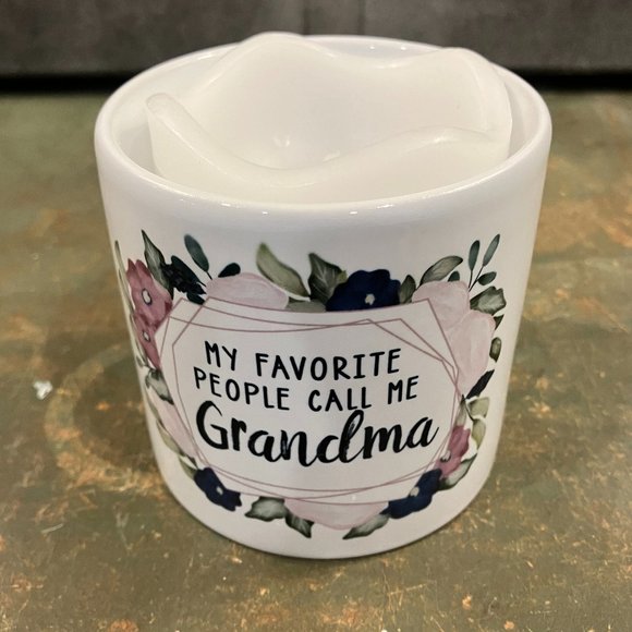 My Favorite People Call Me Grandma Ceramic Candle Holder and LED Candle - Picture 3 of 6